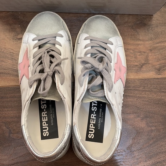 Golden Goose Superstar Sneaker in White, Ice, Orchid Pink, & Silver - Picture 5 of 5